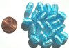 20 12x8mm Aqua Silver Foil Oval